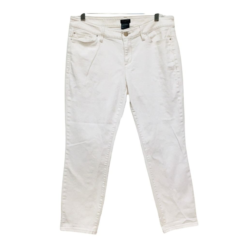 Ann Taylor Modern Stretch Denim Jeans Women's 10 White Minimalist Classic Chic